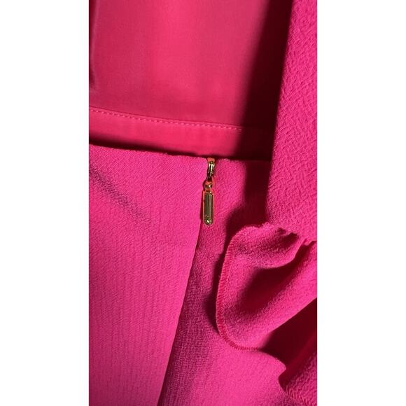 Trina Turk Size 6‎ Hot Pink Sleeveless Ruffle Open Back Crepe Formal Dress NEW - Picture 11 of 14